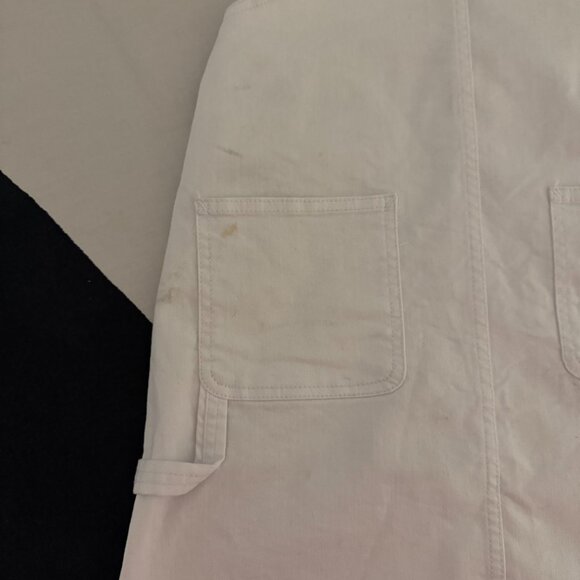 EUC White Denim Overall Dress – Distressed Hem, Adjustable Straps Sz L (10/12) - Picture 8 of 8